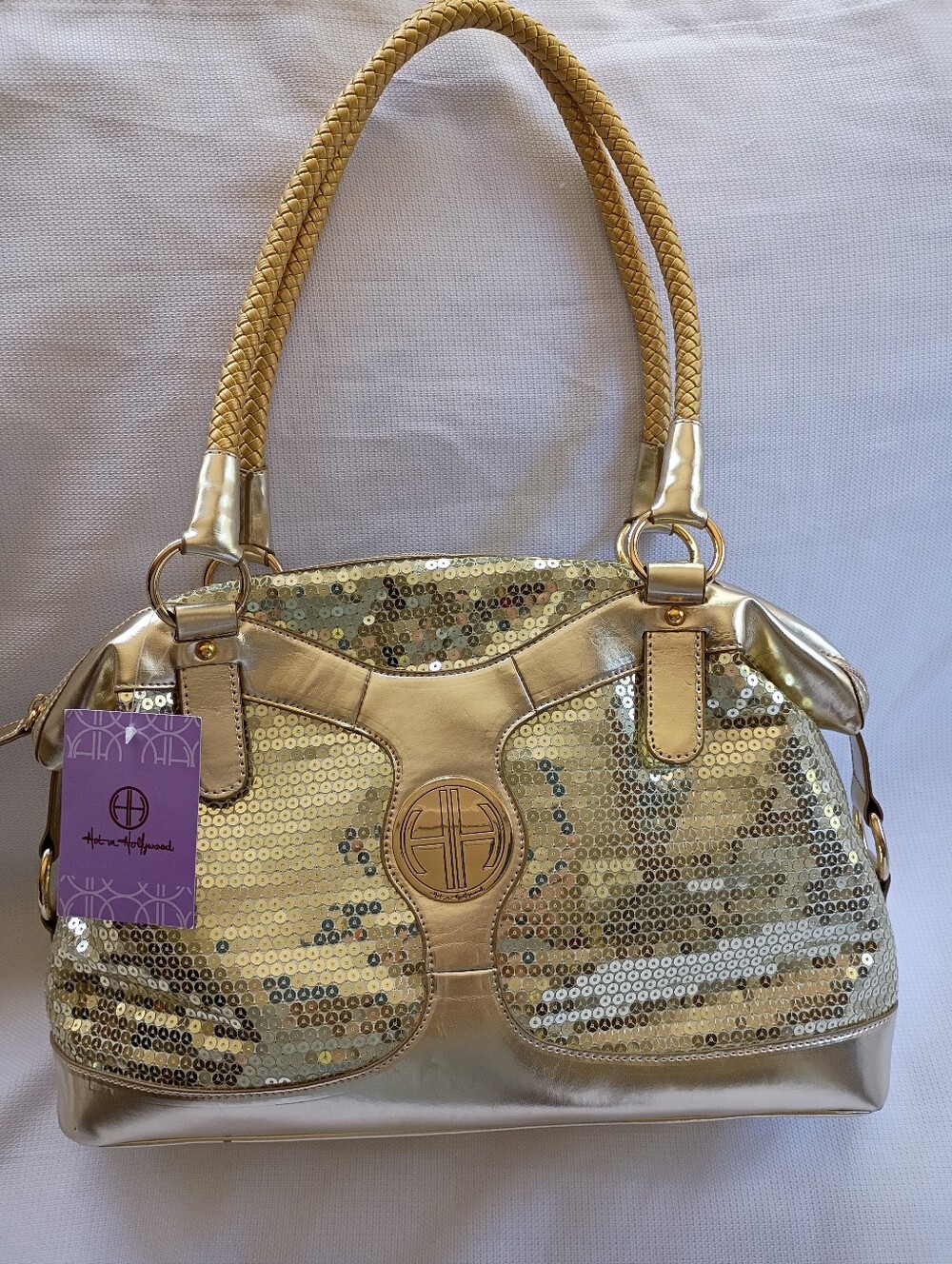 Holidays Gold Sequin Large Handbag NWT Hot For Hollywood Women's Party Bling Bag